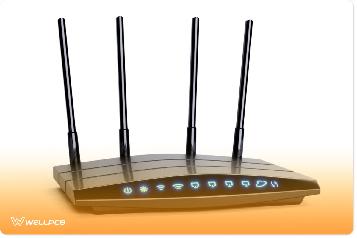 3d modern wireless wi-fi black router with four antennas