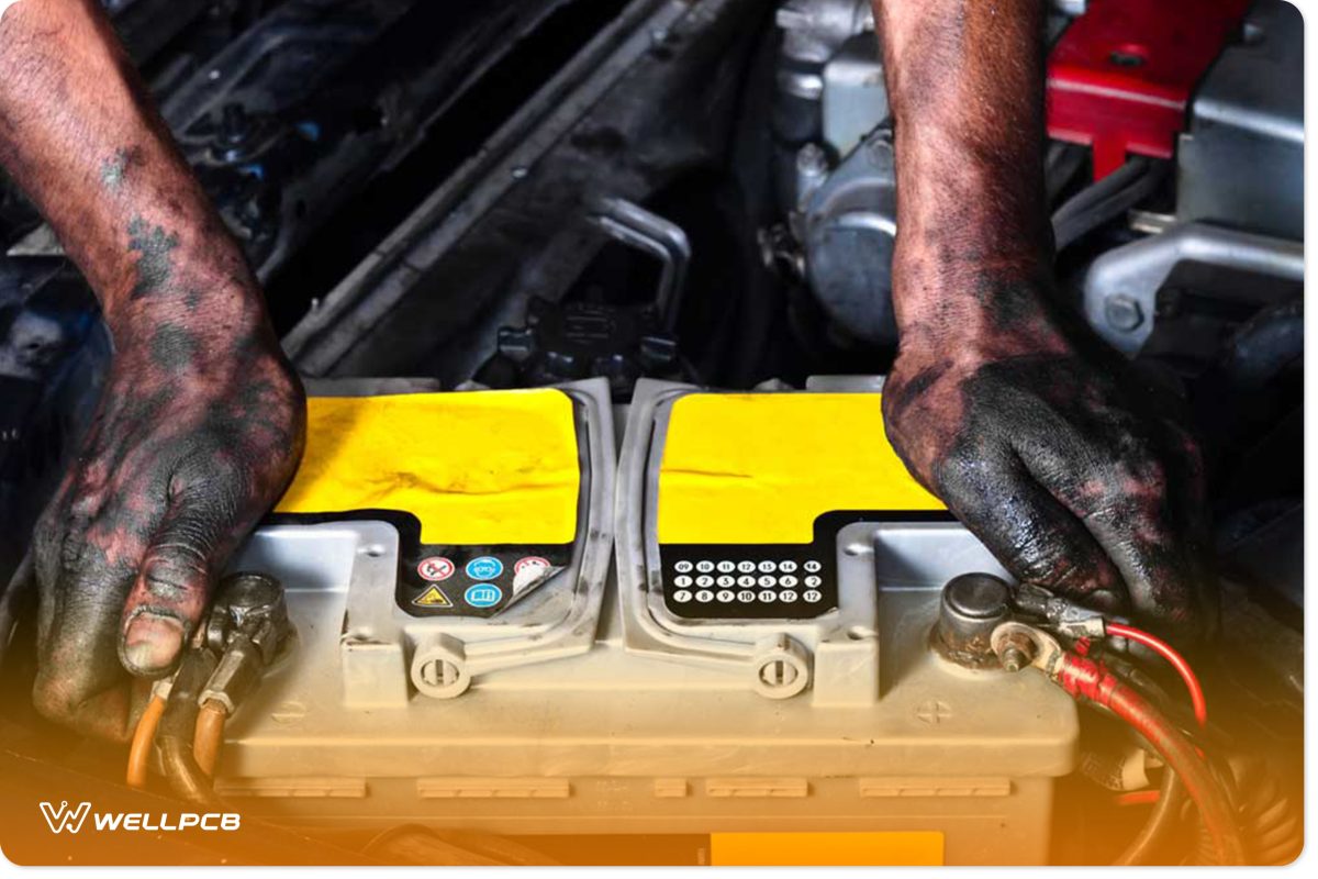 A Mechanic Changing a 12V Lead-Acid Battery