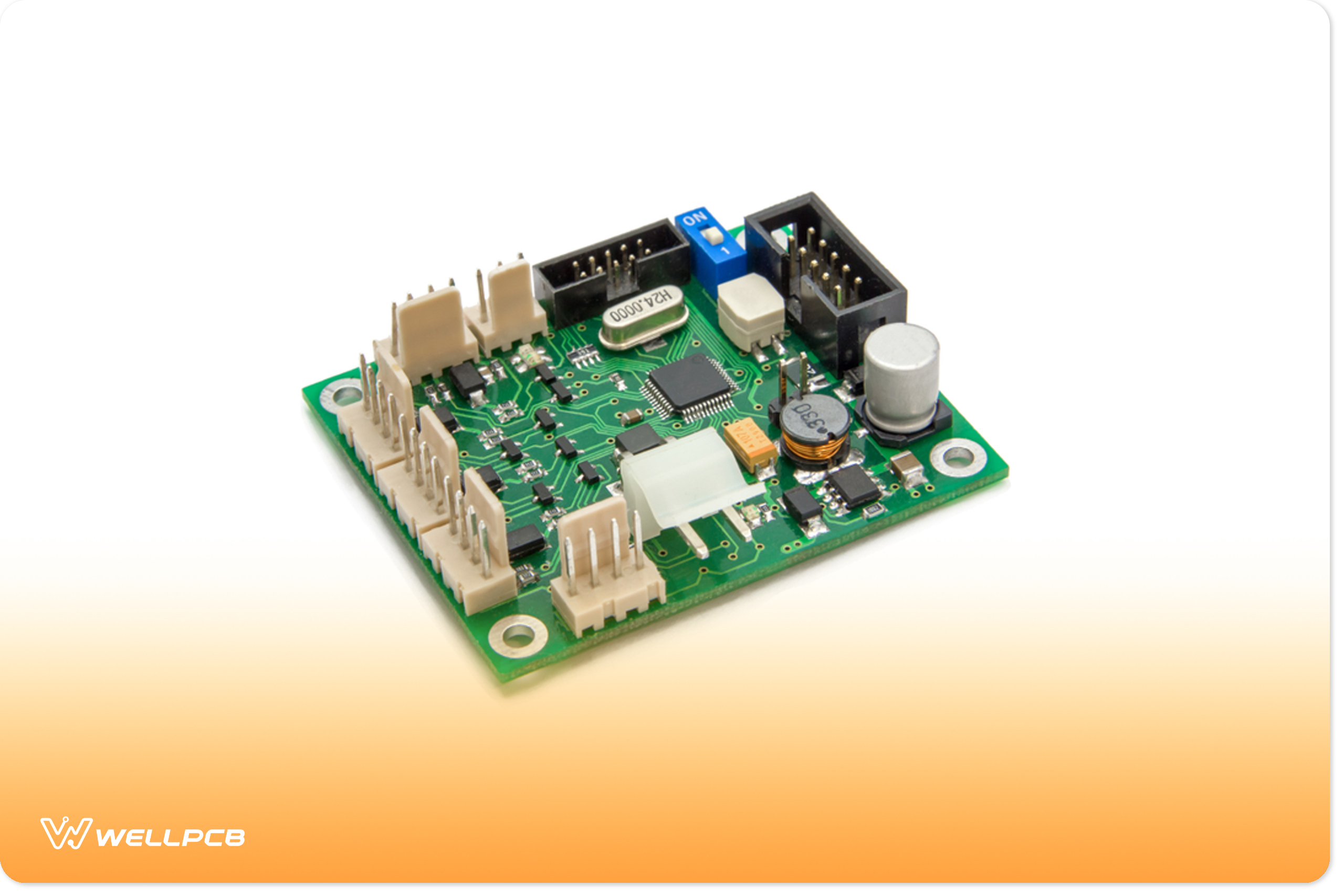 A PCB board with components