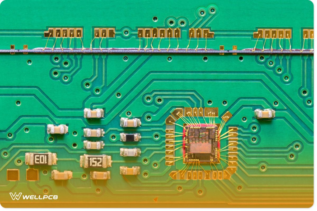 A PCB with a few components