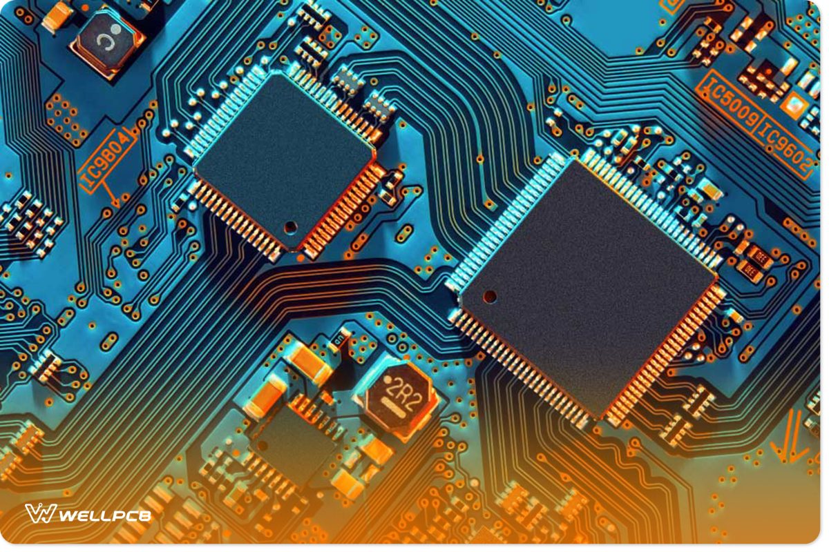 A PCB with components