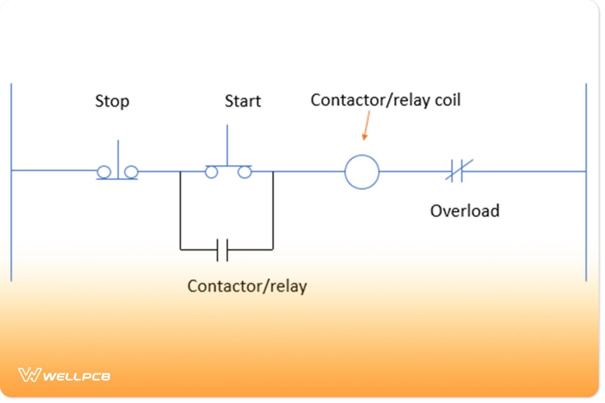 A Powered Start-Stop Circuit Schematic With Start Button Pressed