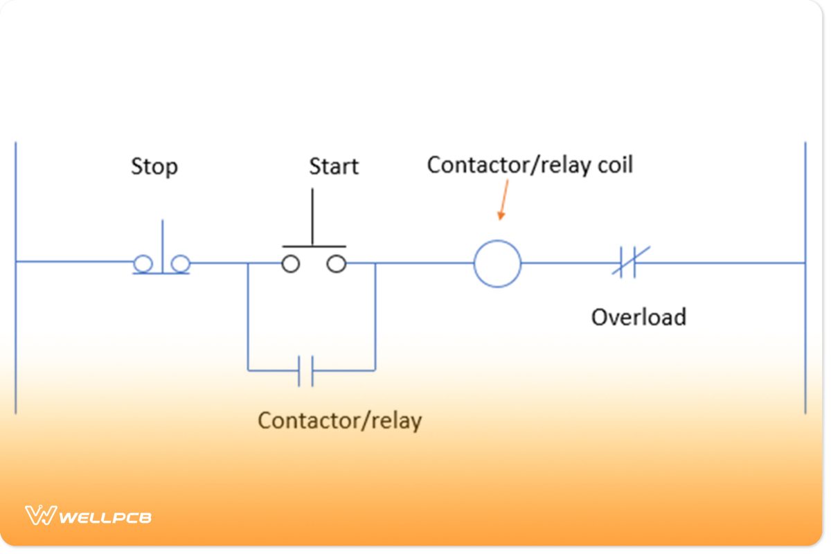 A Powered Start-Stop Circuit Schematic With Start Button Released