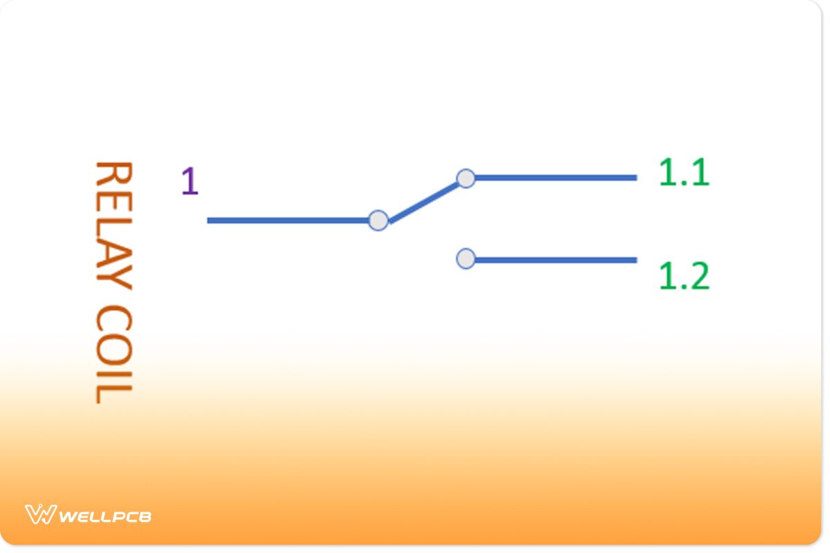 A Single Pole Double Throw relay diagram