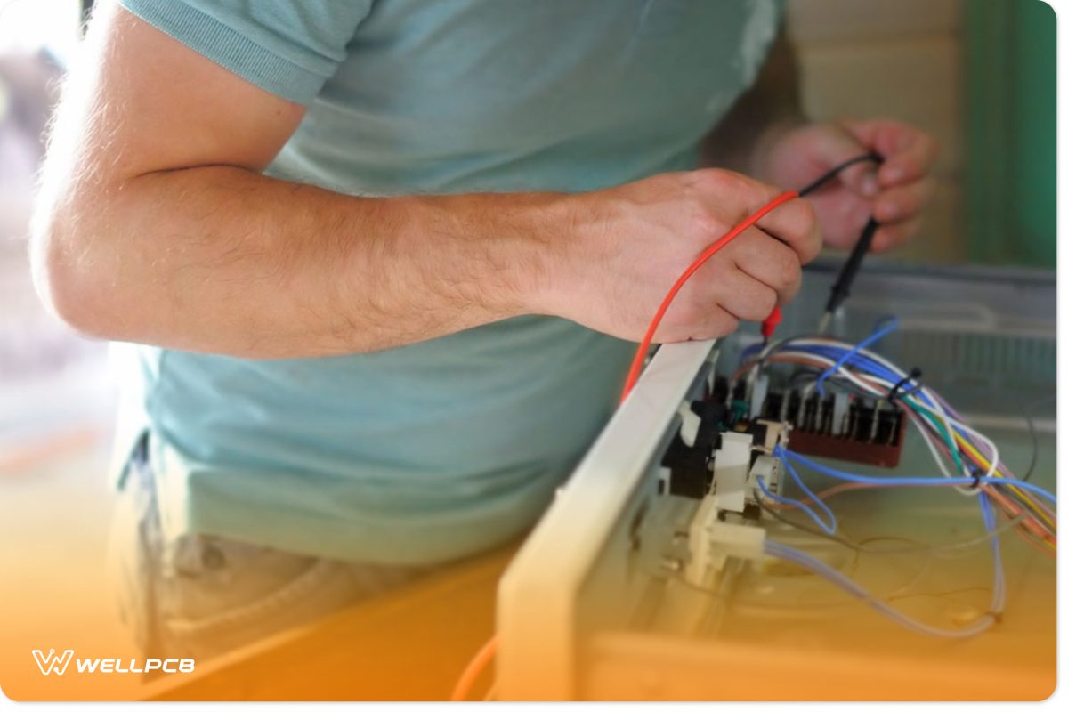 A Technician connecting a circuit