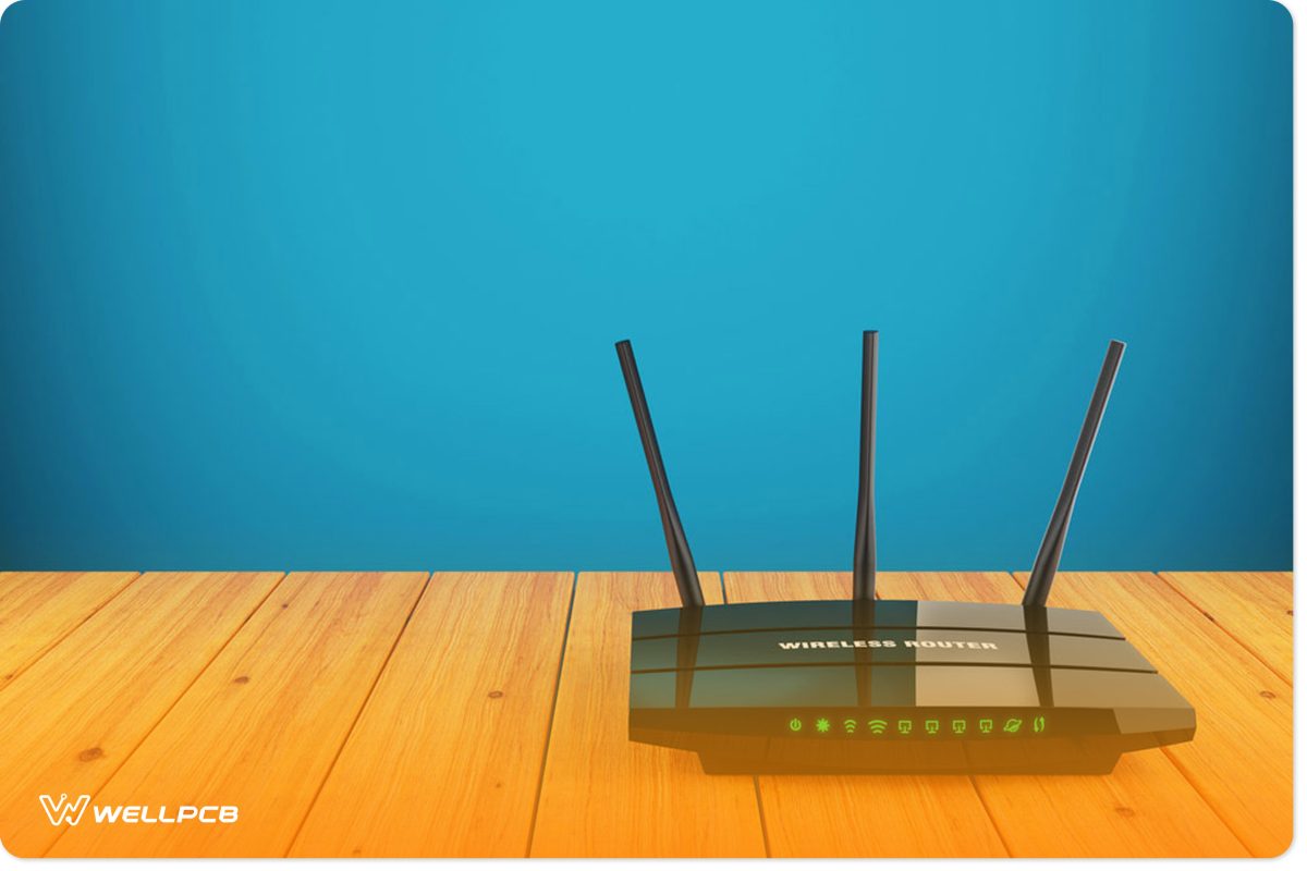 A Wireless Router on a wooden table