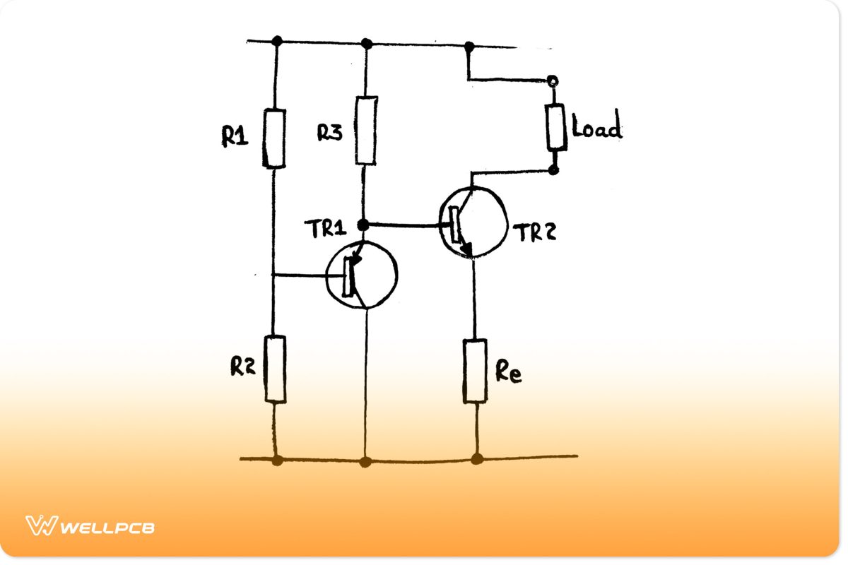 A circuit diagram showing a single transistor active current source