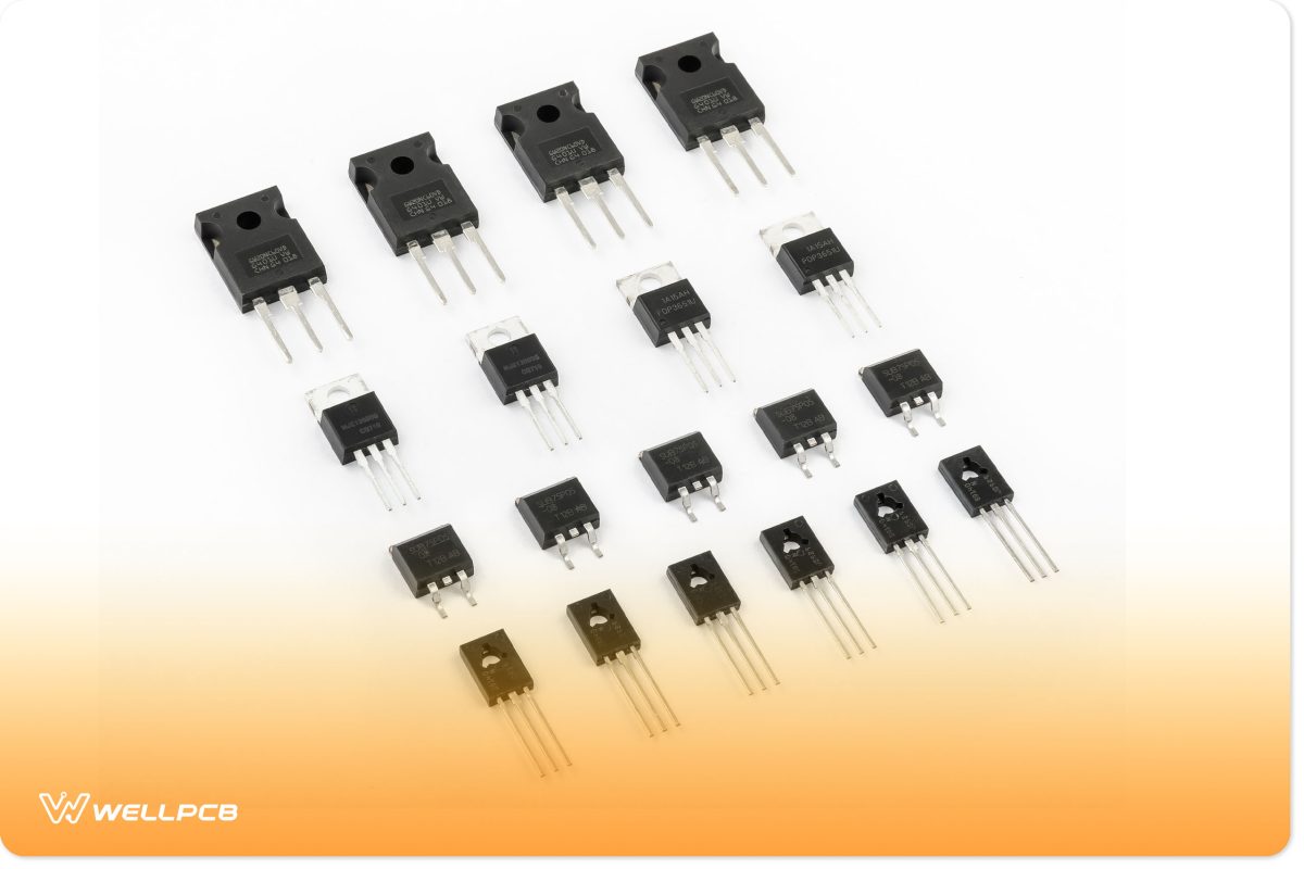 A collection of unmarked transistors