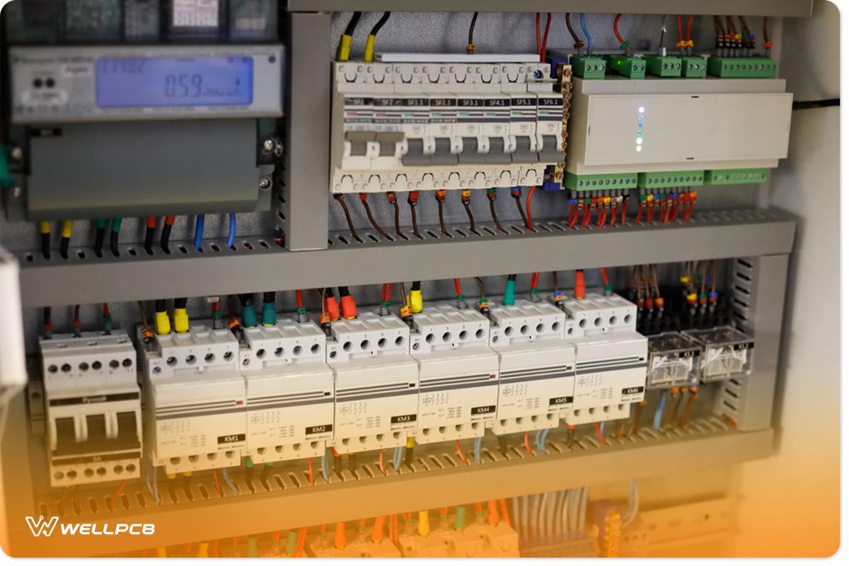 A home automation system features an eight-channel relay module