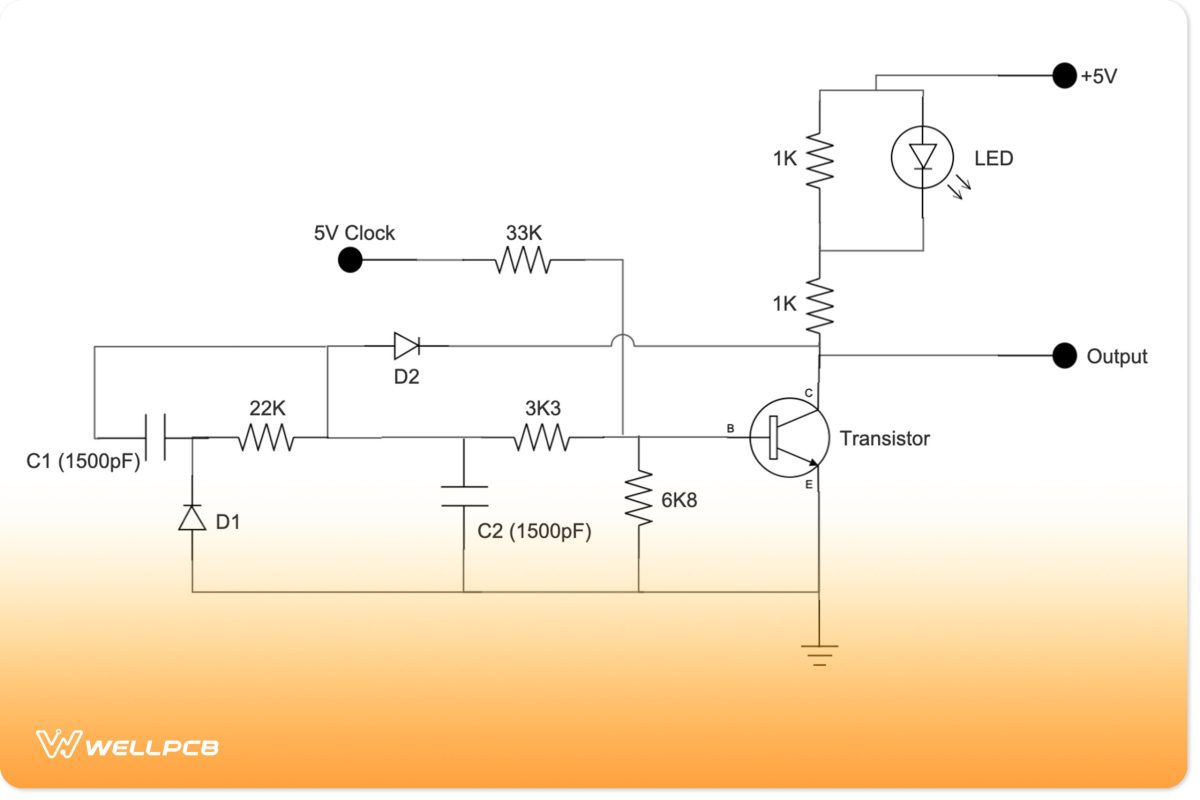 A one-transistor flip-flop circuit diagram