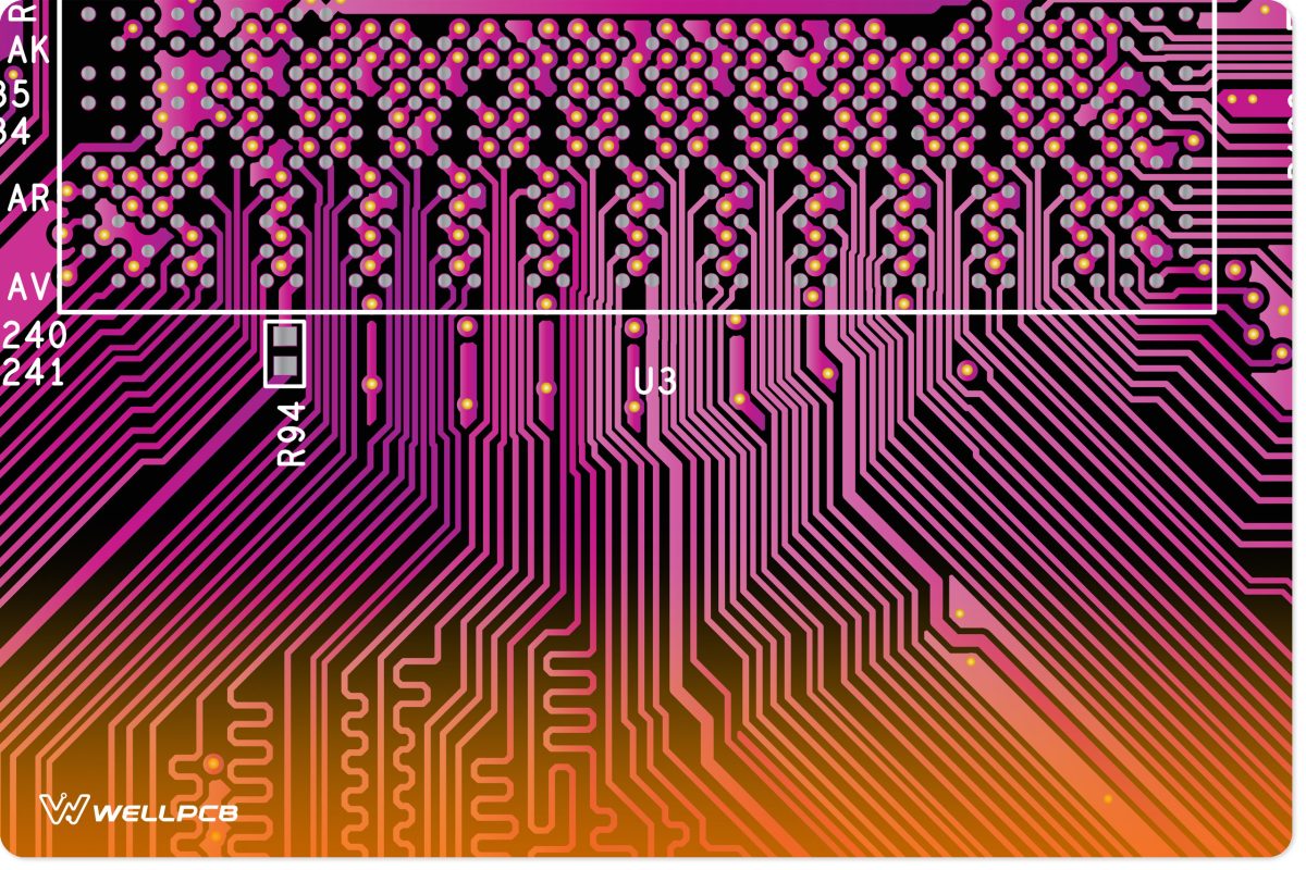 A purple-colored PCB