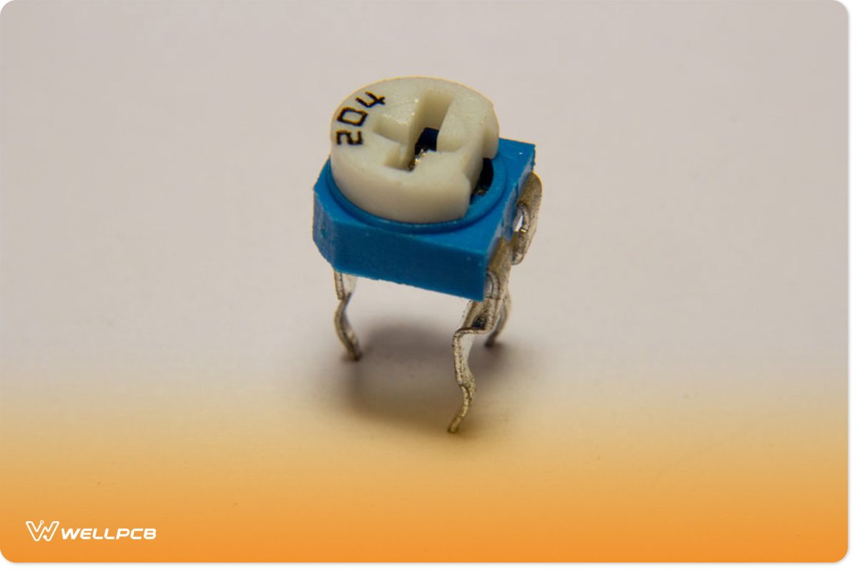 A screwing potentiometer used for electronics calibration