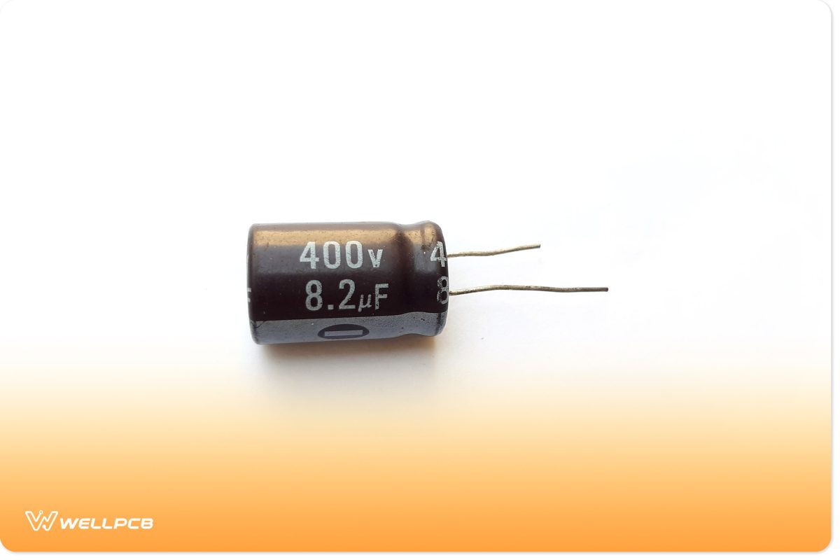 A standard 8.2 MFD capacitor