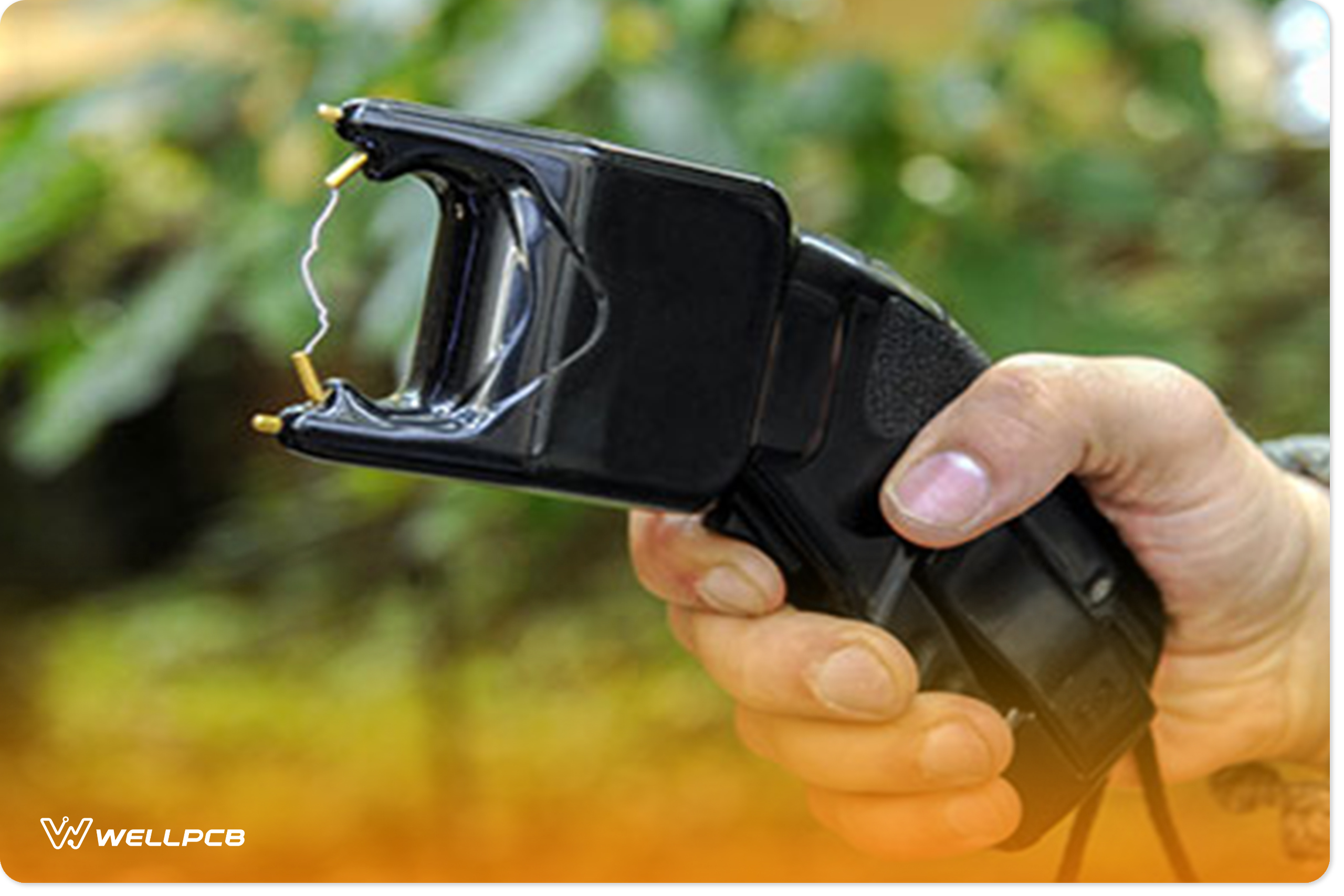 A stun gun utilizes a taser circuit to operate