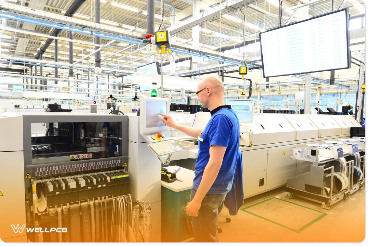 An assembly line of an Electronics manufacturing company