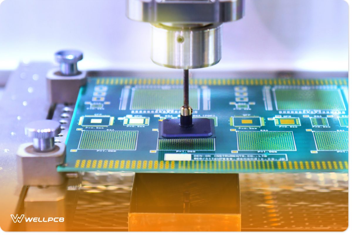 An automated solder machine assembling chips on a PCB