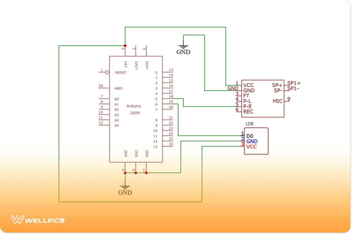 Arduino ISD1820 security system circuit diagram