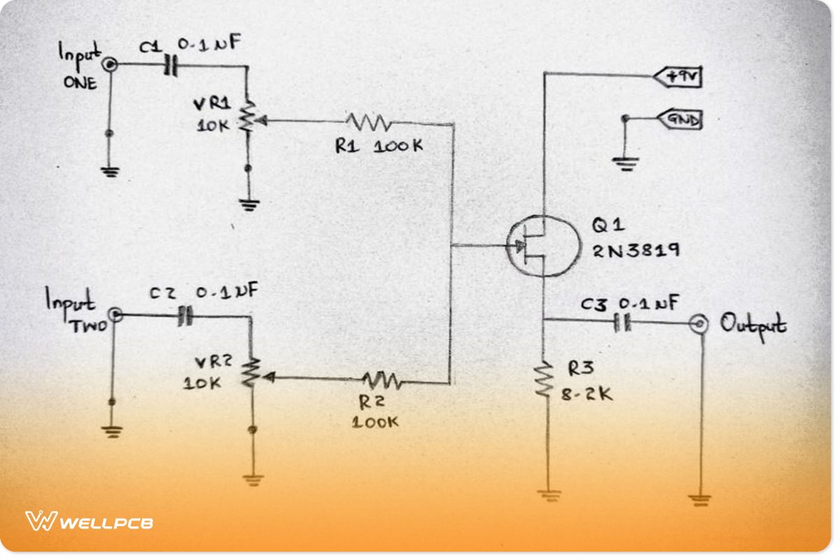 Audio Mixer with LF353 circuit 