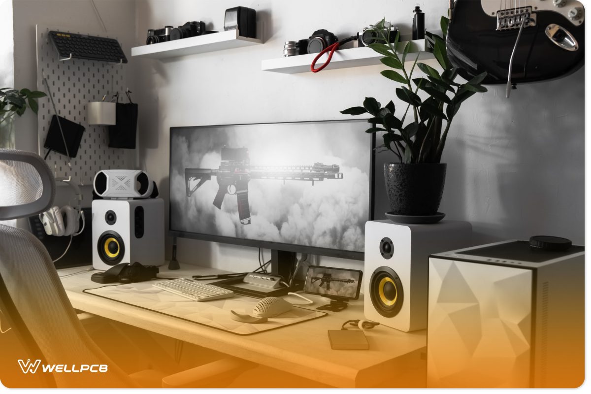 Audio Speakers on an Office Table