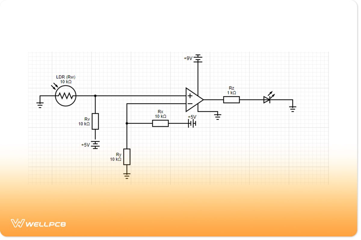 Automatic night light circuit of LM324 Amplifier