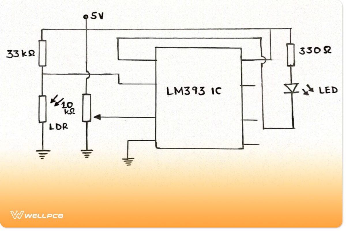 Automatic night light circuit using LM393 IC