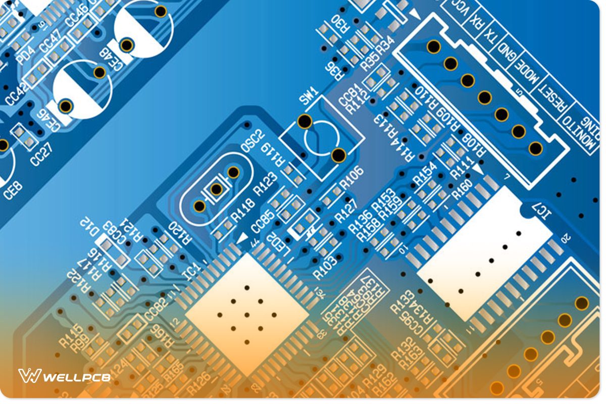 Blue printed circuit board (PCB) with no components