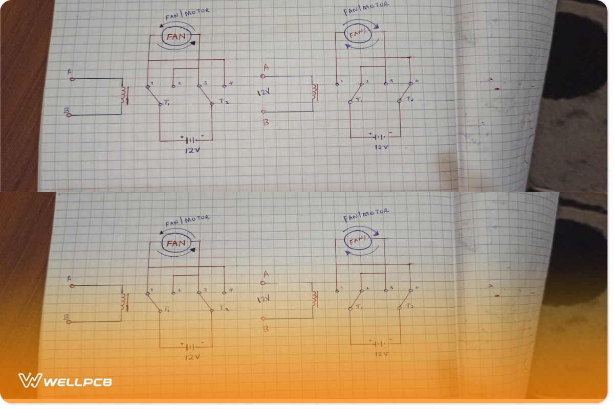 Changing motor direction with DPDT relay