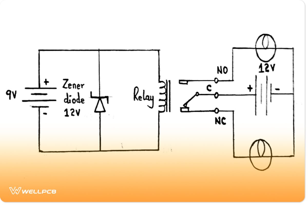 Circuit diagram of a DC relay driver circuit 