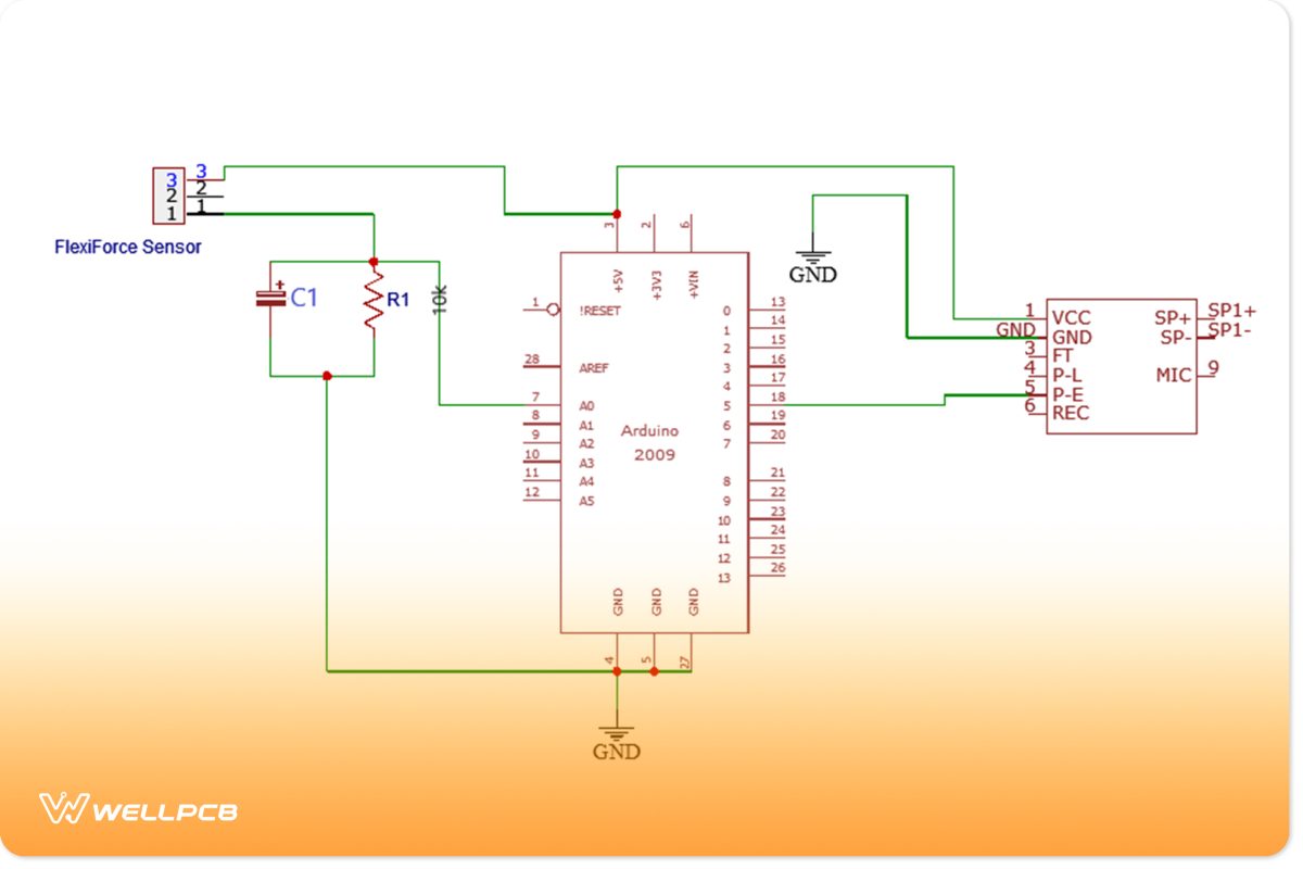 Circuit diagram of a car accident detection system