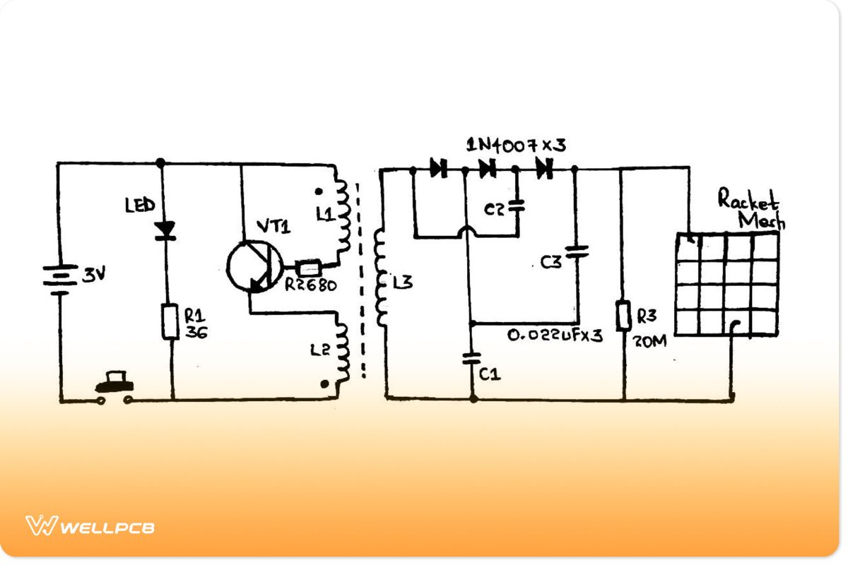 Circuit diagram of a mosquito zapper