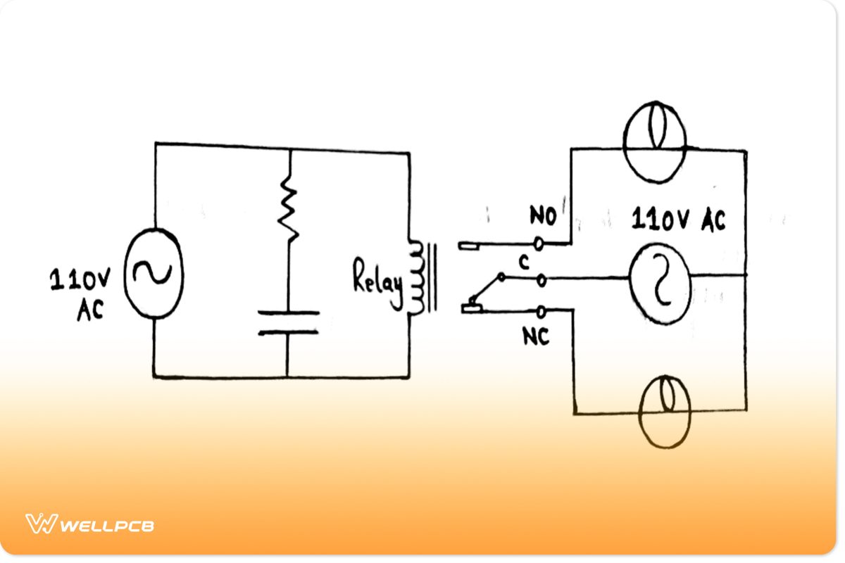 Circuit diagram of an AC relay driver circuit