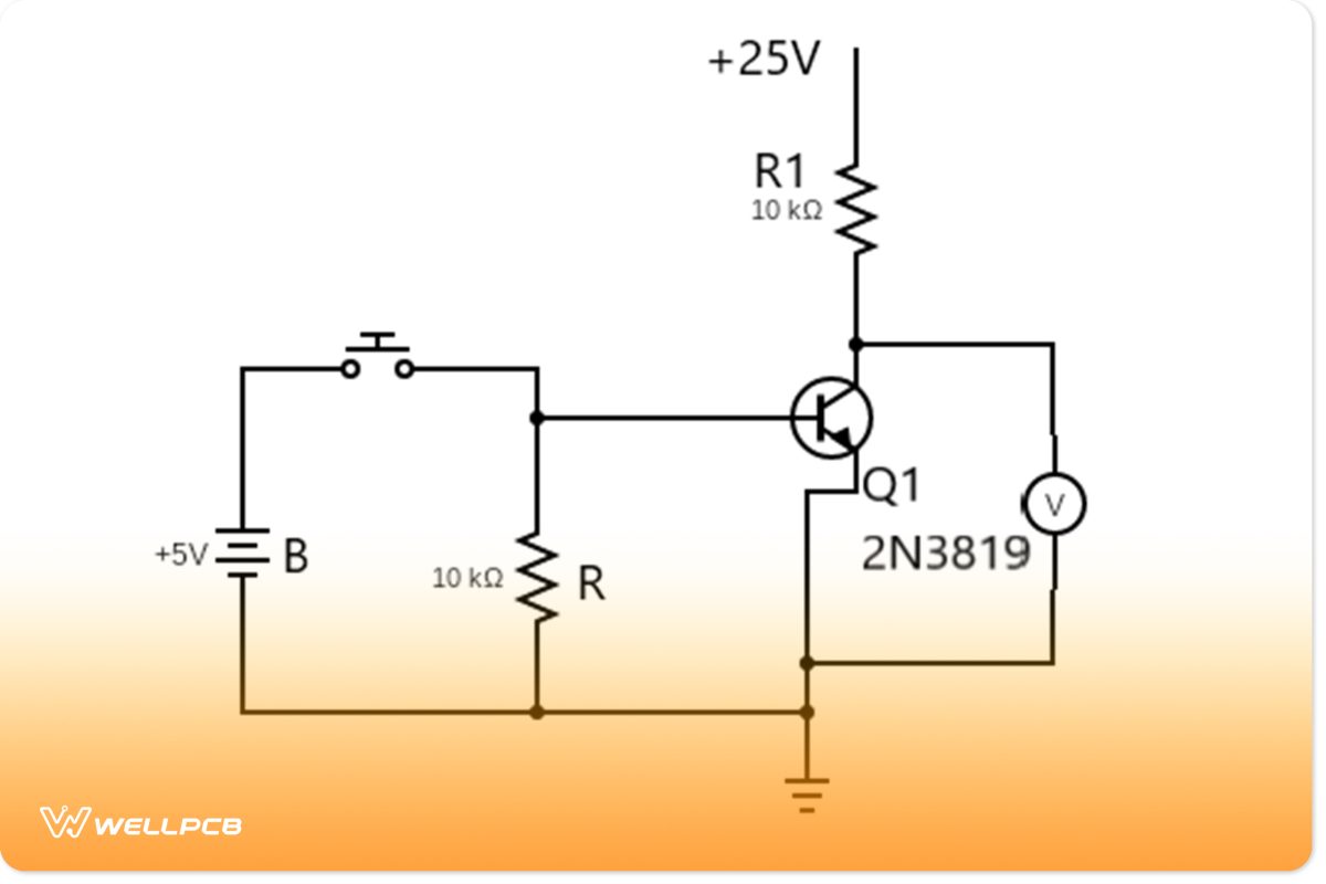 Circuit diagram showing the N-channel JFET as a switch