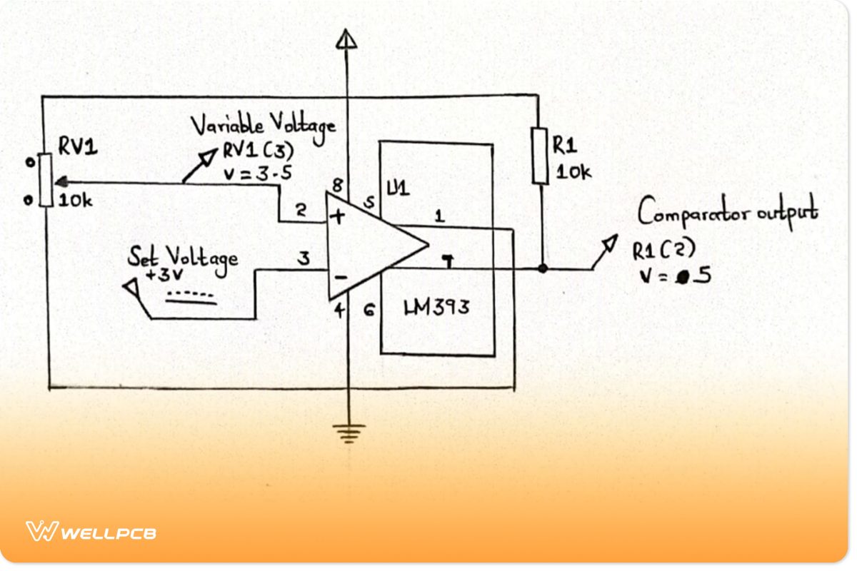 Circuit diagram with +5V power supply