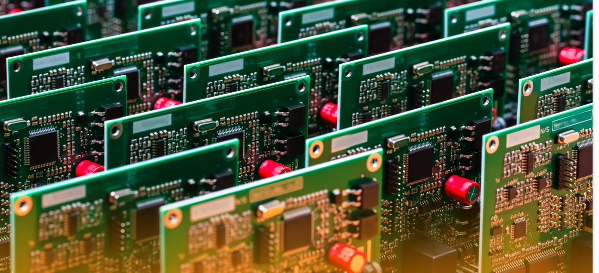 Close-up Shoot of Automotive Printed Circuit Boards with Soldered SMD or Surface Mounted Components