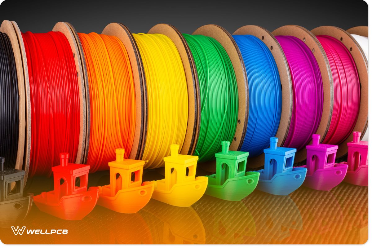 Colored PLA filament spools