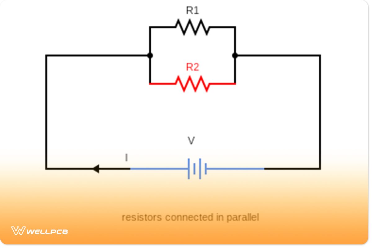 Diagram of resistors connected in parallel