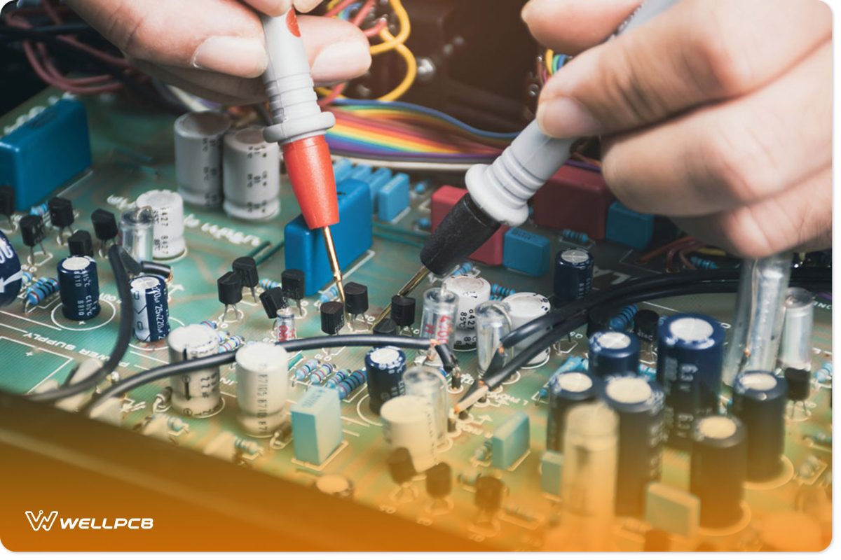 Electrician checking transistor voltage