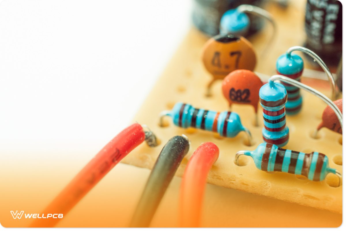 Electronics components soldered on Veroboard.