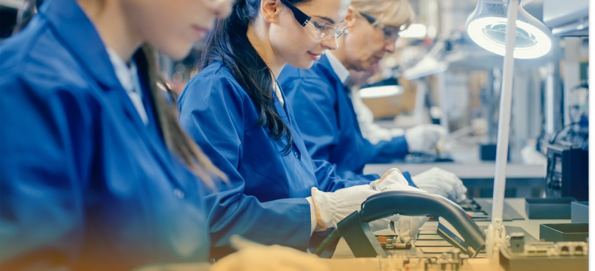 Female employees undergoing RoHS training program