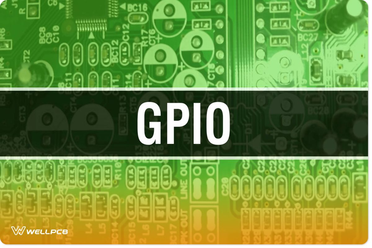 GPIO with Electronic components on integrated circuit board Background