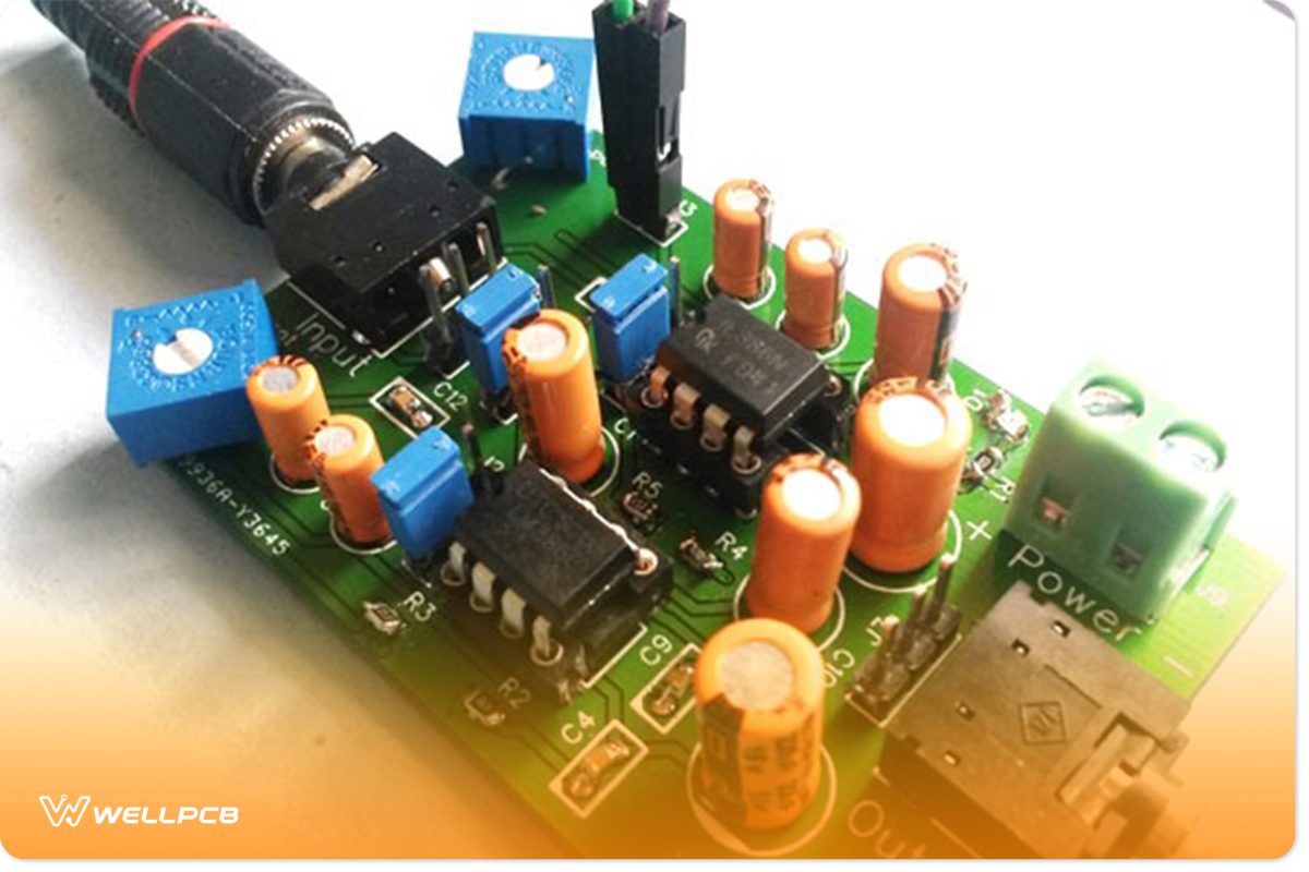 Headphone audio amplifier circuit on PCB using wellpcb