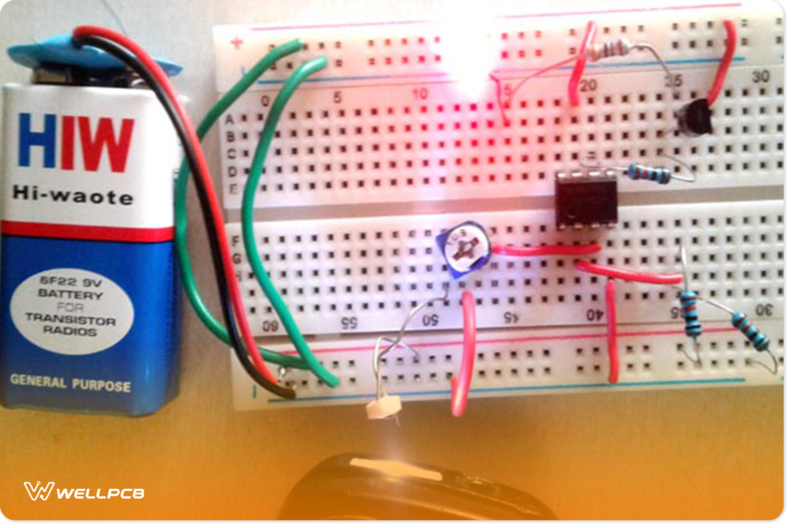  Implemented Photo of the Light Detector Circuit using Wheatstone bridge