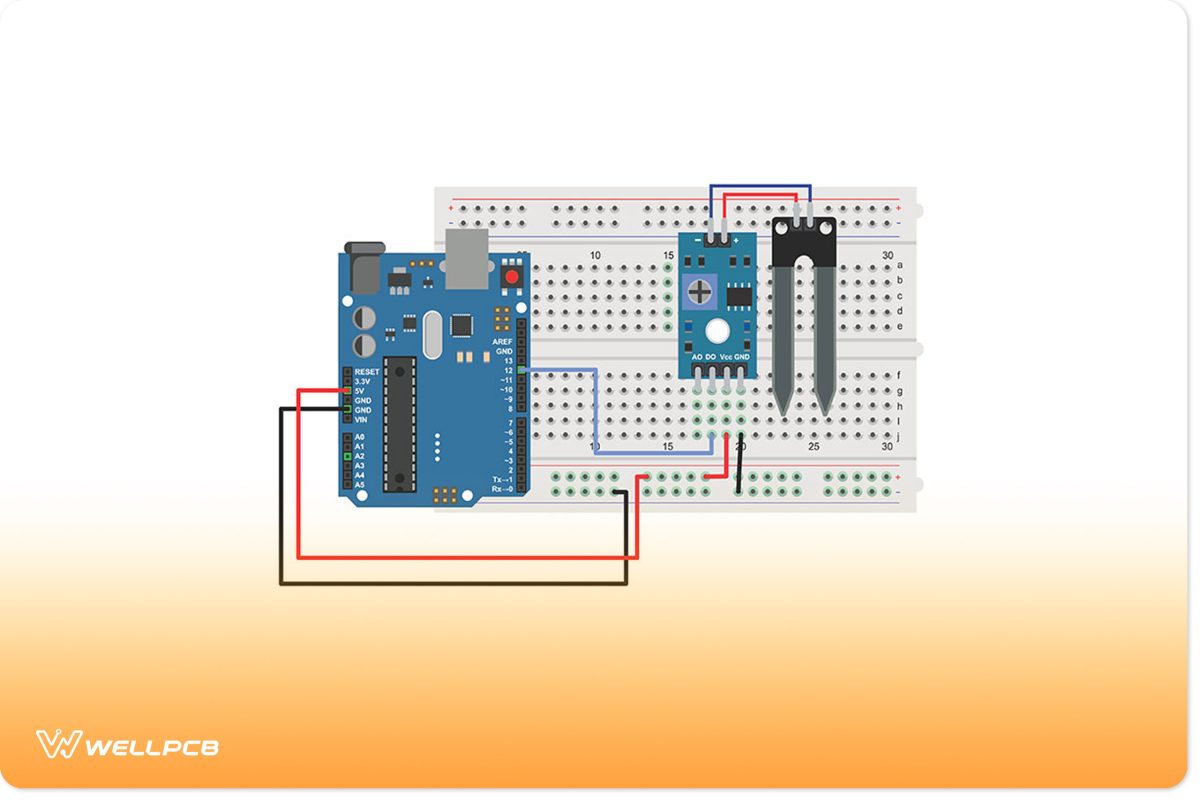 Interfacing soil moisture sensor with Arduino board