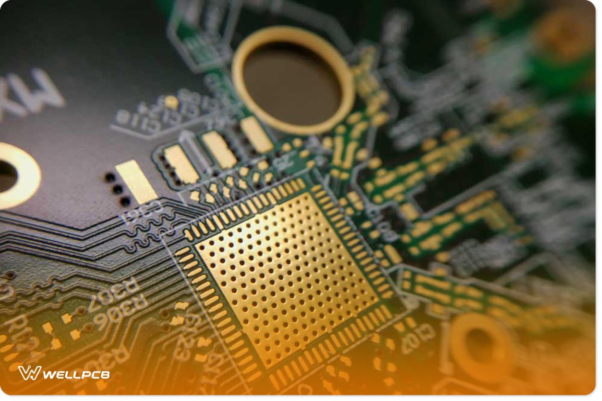 Macro close-up of the printed circuit board