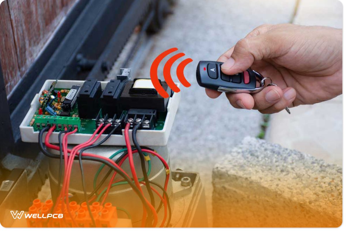 Man checking the function of radio signals of remote control