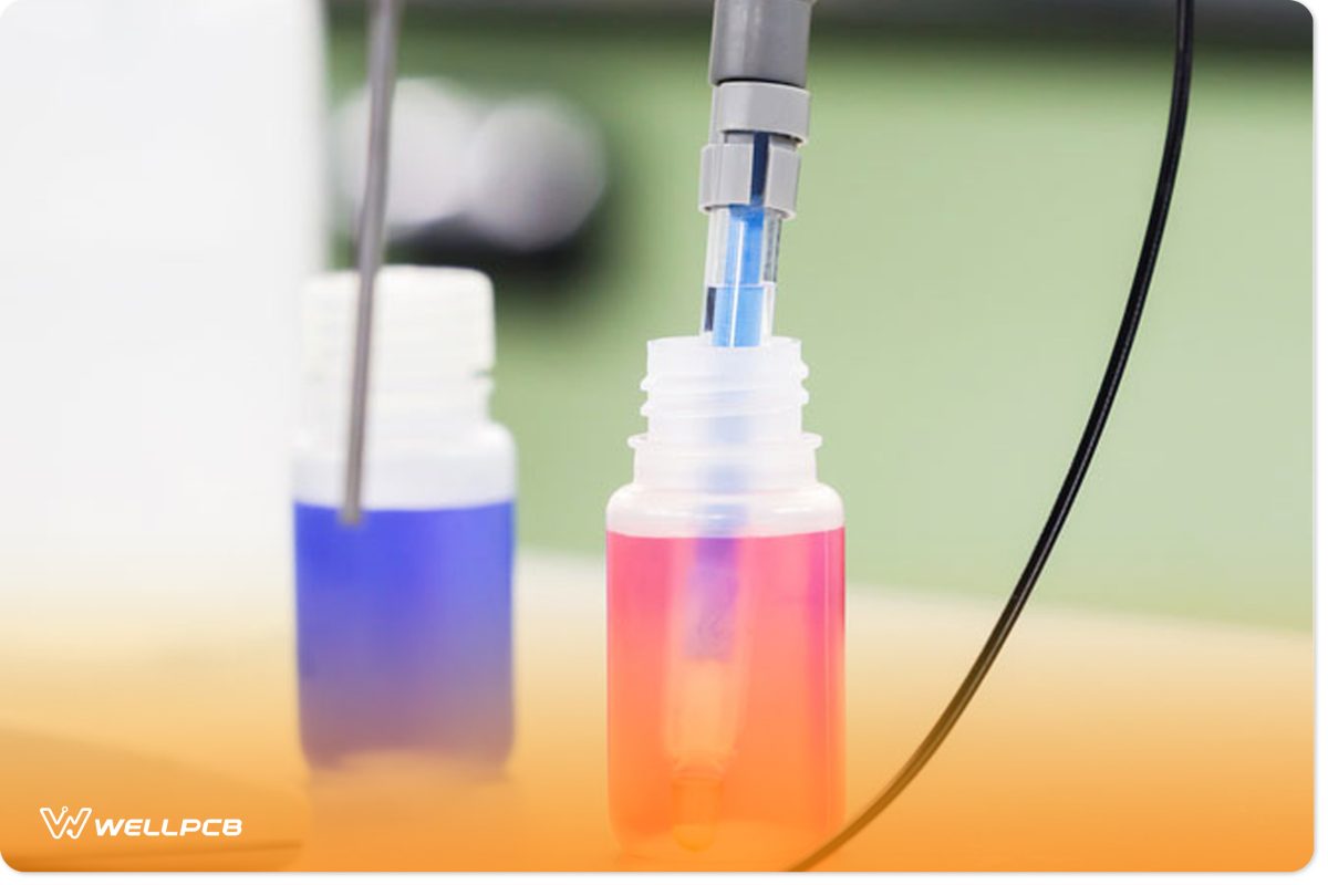 Measuring the pH of a liquid in a laboratory.