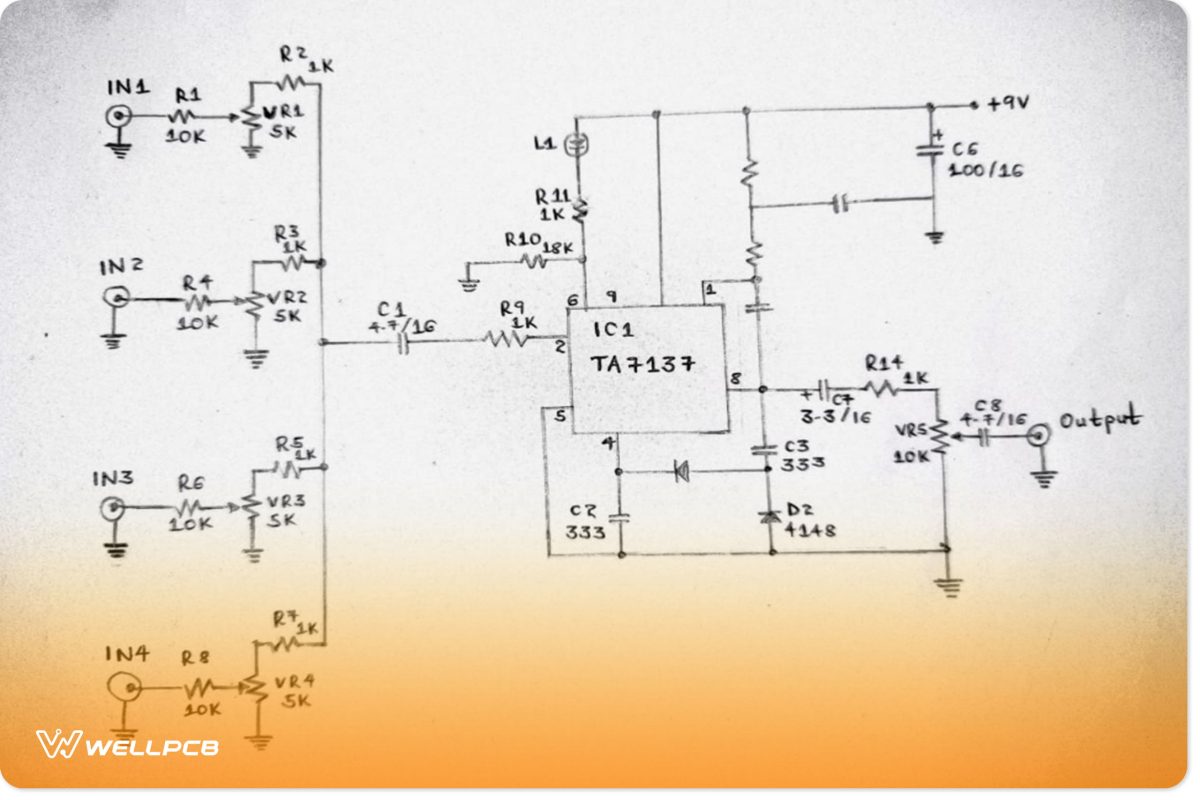 Micro mixer circuit diagram using TA7137