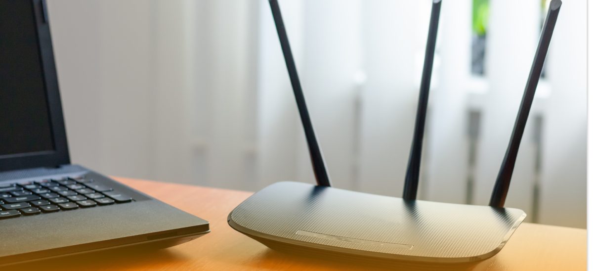 Modern wi-fi router on a table