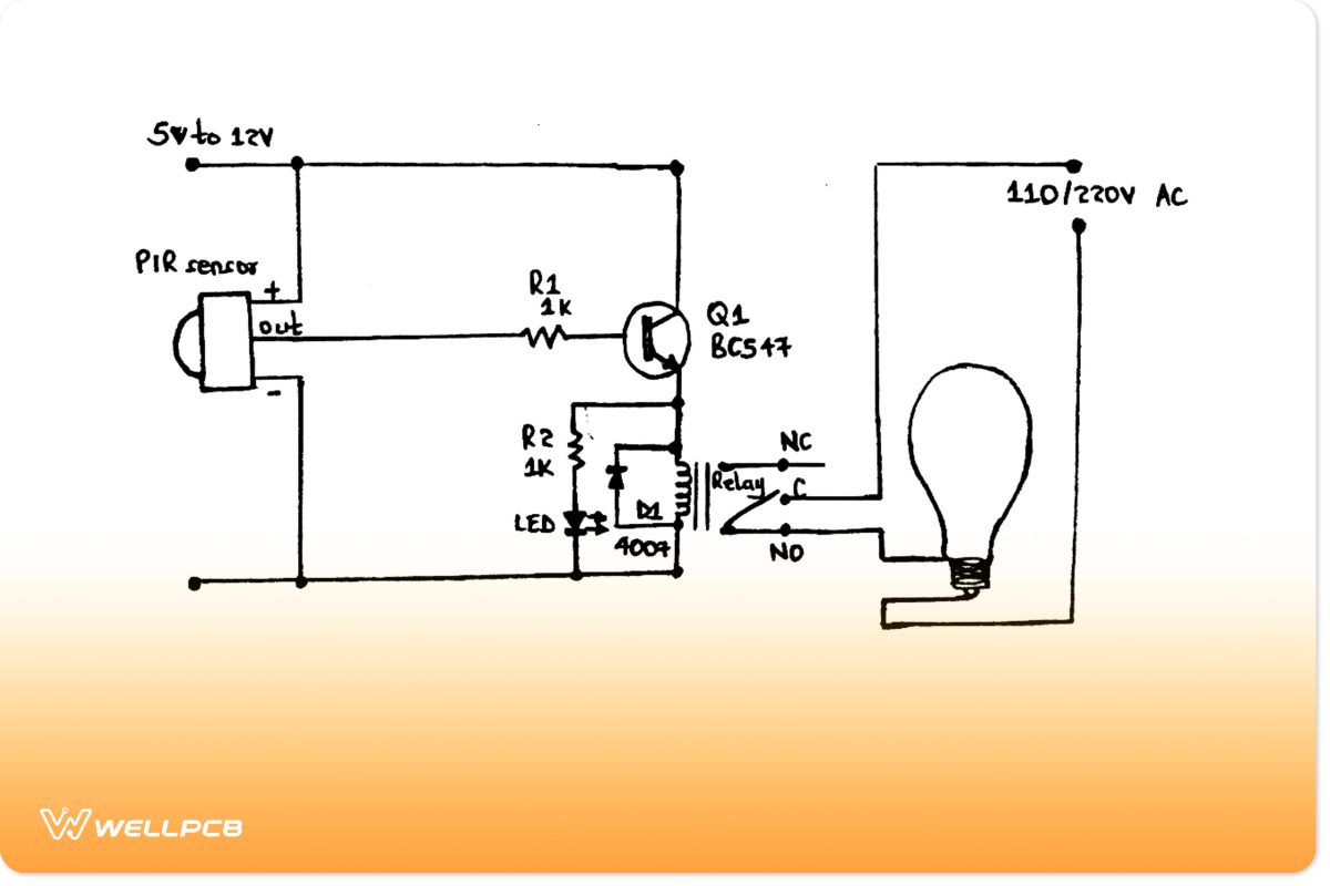 Motion sensor light switch circuit 