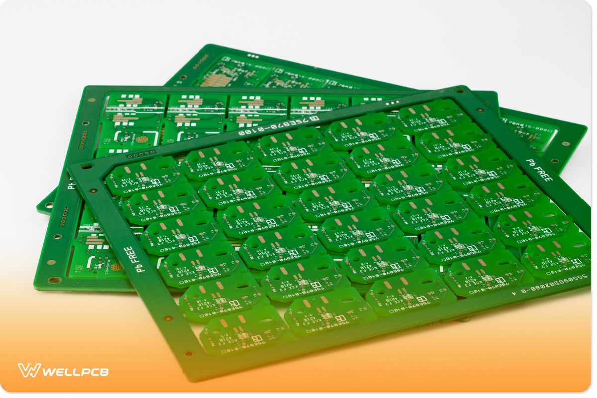 Multiplied printed circuit boards PCB isolated on the white background